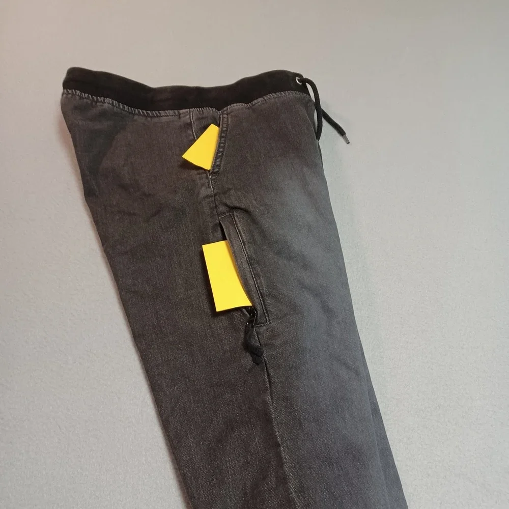 Gymboree Boys Black Denim Jogger Pants Size L 10-12 Faded Wash Drawstring Pocket